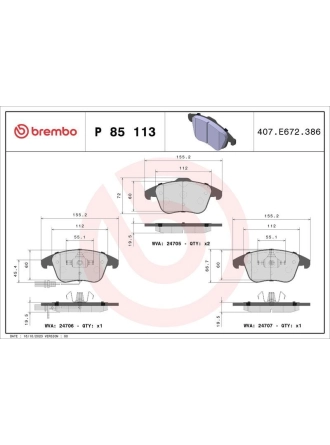 BREMBO P85113 | Fren Balatası Ön (Audi A4 08-16 A5 08-11)