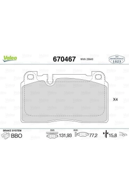 VALEO 670467 | Fren Balata Ön 13-Q5 2.0 TDI-3.0Tdi