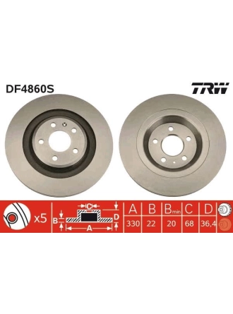 TRW DF4860S | VW A4 A5 A6 08-18 Fren Diski Arka 8K0615601c
