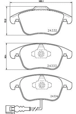 HELLA PAGİD 8DB355014-031 | Fren Balatası Audi, Seat, VW Alhambra (710, 711) , Passat (A32, A33) , Passat (B7) , Passat (B8) , Q3 (8