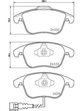HELLA PAGİD 8DB355014-031 | Fren Balatası Audi, Seat, VW Alhambra (710, 711) , Passat (A32, A33) , Passat (B7) , Passat (B8) , Q3 (8