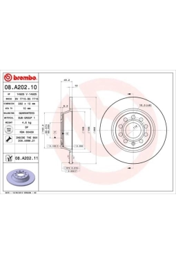 BREMBO 08.A202.10 | Fren Diski Arka (VW Golf 04-14 Passat 06-15 Seat Leon 06-13 Skoda Octavia 04-13) 282×12 5×112 | 2 Adet