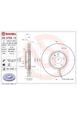 BREMBO 09.A758.11 | Fren Diski VW A4-A5 08-Ön 320X30 | 2 Adet