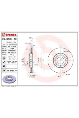 BREMBO 09.8483.11 | Fren Diski Ön Kaplamalı (VW Polo 02-10 Skoda Fabia 00-10) | 2 Adet