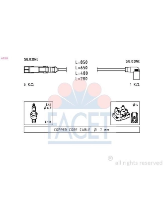FACET 4.7223 | Buji Kablo Takımı Jetta 11 > 18 Touran 06 > 10 Caddy 04 > 15 Beetle 02 > 10