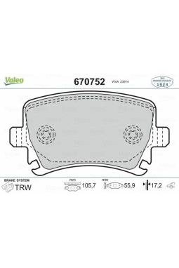 VALEO 670752 | Fren Balata Arka 04-Caddy-Golf.V-Jtt-Psst