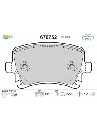 VALEO 670752 | Fren Balata Arka 04-Caddy-Golf.V-Jtt-Psst