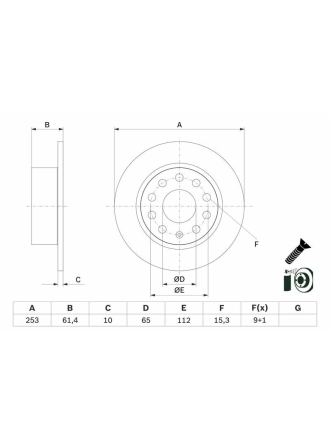 BOSCH 0986479E00 | Disk Arka (Ad) 13-Octavia | 2 Adet