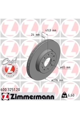 ZIMMERMANN 600.3251.20 | VW Golfvıı A3 Fren Diski Ön 5Q0615301a