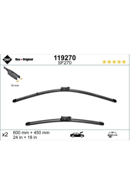 VALEO 119270 | Silgi Süpürgesi Tk 60 + 45Cm 18-Caddy-Octavia (Fb)
