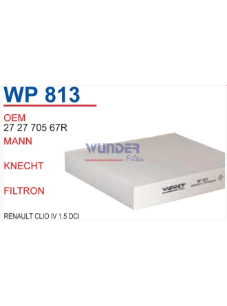 WUNDER WP813 | Renault Clio 4 2012- Polen Filtresi Karbonsuz