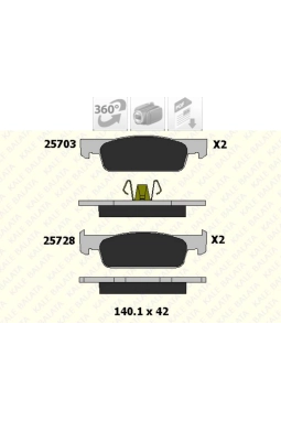 KALE B2572818005 | Renaut Clio 4 2012-2014 Ön Fren Balata Takımı Ufak Tip