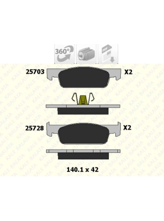 KALE B2572818005 | Renaut Clio 4 2012-2014 Ön Fren Balata Takımı Ufak Tip