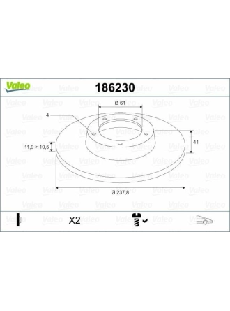 VALEO 186230 | Fren Diski Ön 11 (B / C37_) 83-881.1 (B / C371) 1.2 (B37s, C375) 1.4 (B / C372, B / C37c) 1.4 (B / C373, B / C37r) 1.4 (B / C373) 1.4 (B / C373) 1.7 (B / C37l) 1.7 (B / C37f) 1.7 (B / C376) 1.7 (B37n, C73n) 1.6 D (B / C374) 45017 18 (1