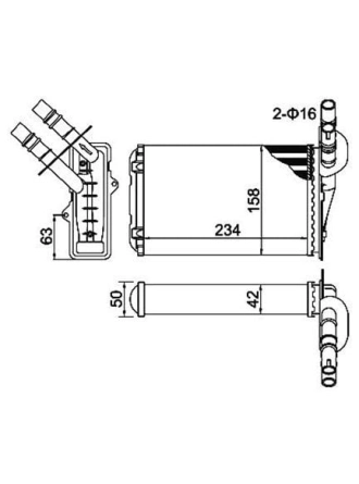 MAGNETI MARELLI 359000300010 | Kalorifer Radyatörü Kangoo Clio II 1.2 / 1.4 / 1.6 / 2.0 / 1,5 DCI / 1,9D 98 -
