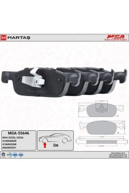 MGA 55646 | Fren Balatası Ön Geniş Tip Clio IV Sandero II Symbol II