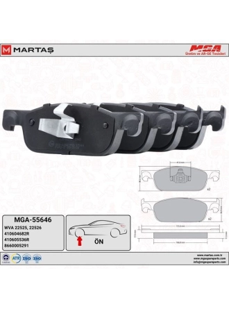 MGA 55646 | Fren Balatası Ön Geniş Tip Clio IV Sandero II Symbol II