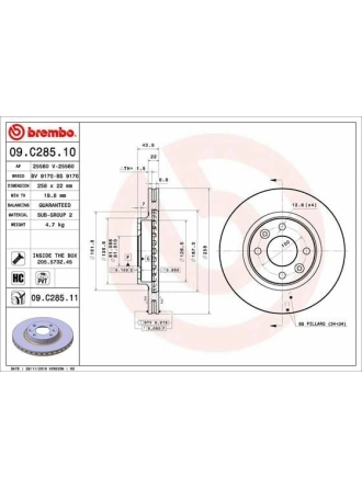 BREMBO 09.C285.11 | Fren Diski Ön Kaplamalı (Renault Clio IV Symbol II III 12-/ Dacia Logan II Sandero II 12 -) | 2 Adet