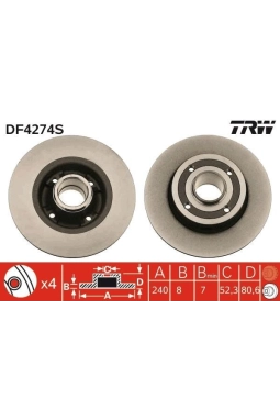 TRW DF4274S | Disk Arka (Ad) 03-Mgn.II-Clo.III-Mds (Kutu Fıyat Tek) | 2 Adet