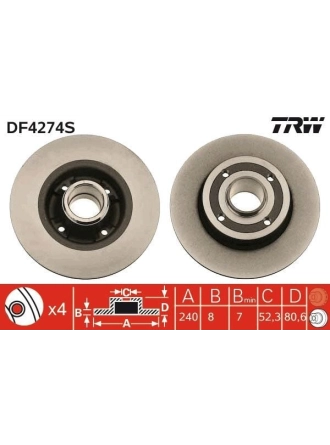 TRW DF4274S | Disk Arka (Ad) 03-Mgn.II-Clo.III-Mds (Kutu Fıyat Tek) | 2 Adet