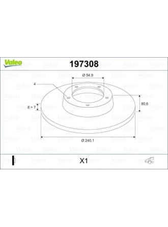 VALEO 197308 | Disk Arka (Ad) 03-Megane.II-Clio.3-Modus (Kutu-Fıyat=Tek) | 2 Adet