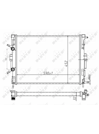 NRF 58329A | Motor Radyatörü Megane II Scenic 1,5 DCI 1.4 / 1.6 / 2.0 16V (590×455×26) / (1 Sıra Alb Sıstem)
