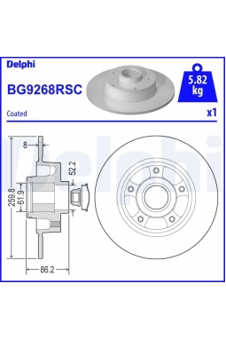 DELPHI BG9268RSC | Disk + Rulman Arka (Ad) 16-Megane.IV.Sedan (1.Disk + 1.Rulman) 30mm | 1 Adet