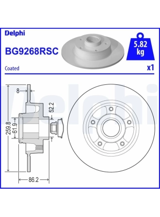 DELPHI BG9268RSC | Disk + Rulman Arka (Ad) 16-Megane.IV.Sedan (1.Disk + 1.Rulman) 30mm | 1 Adet