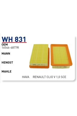 Renault Taliant 2021- 1.0 Sce B4D 1.0 tCe H4D Hava Filtresi Wunder Marka