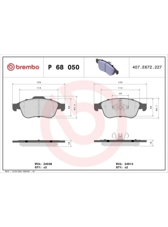 BREMBO P68050 | Fren Balatası Ön Renault Fluence Lodgy Megane III Clio V Dacia Duster Dokker