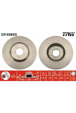 TRW DF4989S | Fren Diski Ön Koleos 08-/ Qashqai 07-Kutu Tek Fiyat Takım Havalı 320mm | 2 Adet