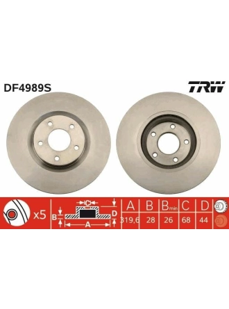 TRW DF4989S | Fren Diski Ön Koleos 08-/ Qashqai 07-Kutu Tek Fiyat Takım Havalı 320mm | 2 Adet