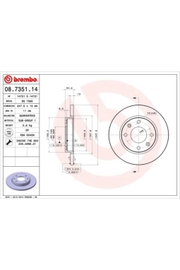 BREMBO 08.7351.14 | Fren Disk Ön Düz 247-4 (Peugeot 206 97-05 / Citroen Xsara 97-05) | 2 Adet