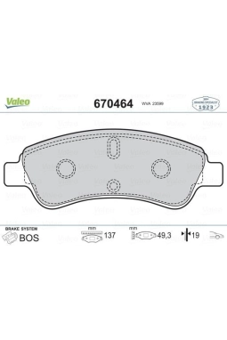 VALEO 670464 | Fren Balata Ön 02-206-207-208-301-307-2008-C2-C3-C4-Partner-Berlingo