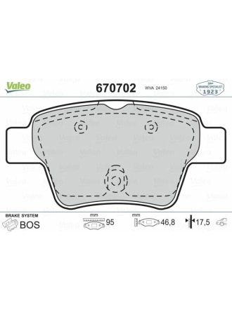 VALEO 670702 | Fren Balata Arka 05-Cn.C4