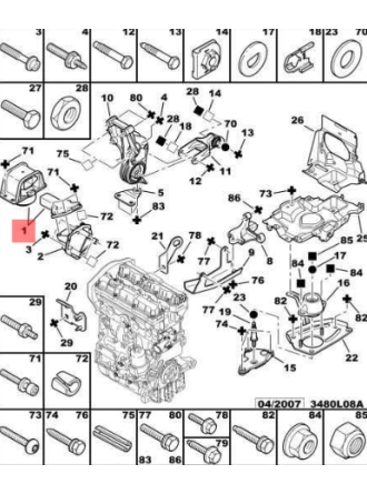 MOPAR (PSA) 1839.H8 | MOTOR TAKOZU SAĞ ÜST(YAĞLI) P307 P308 C4 XSARA 16 16V 20 16V