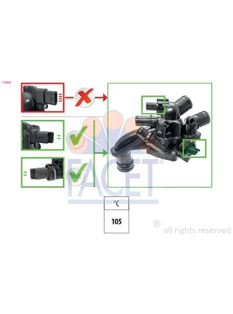FACET 7.8866 | Termostat Gövdesi Komple 208 308 207 C3 III Ds3 Ep3c 3008 Partner Tepe 207 508 308 5008 C4 C4 II Ds