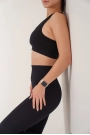 Dikişsiz Push-up Toparlayıcı Bra-Tayt Siyah Renk Spor Takım
