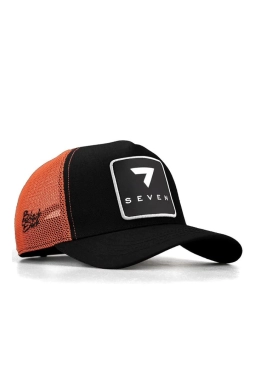 BlackBörk Preium Trucker 7 Numara Logolu Unisex Siyah-Turuncu Şapka