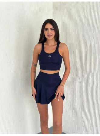Alo Yoga Şortlu Etek Tulum Büstiyer Lacivert Takım
