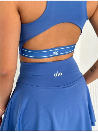 Alo Yoga Şortlu Etek Tulum Büstiyer Mavi Takım