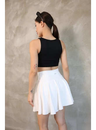 Alo Yoga Şortlu Etek Tulum Büstiyer Beyaz Takım