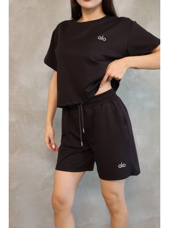 Alo Yoga Şort T-shirt Siyah Takım
