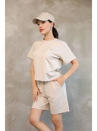 Alo Yoga Şort T-shirt Krem Takım