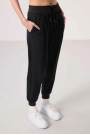 Cepli Standart Kalıp Polyester Siyah Kadın Pantolon