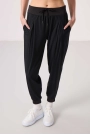 Cepli Standart Kalıp Polyester Siyah Kadın Pantolon