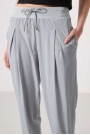 Cepli Standart Kalıp Polyester Taş Renk Kadın Pantolon