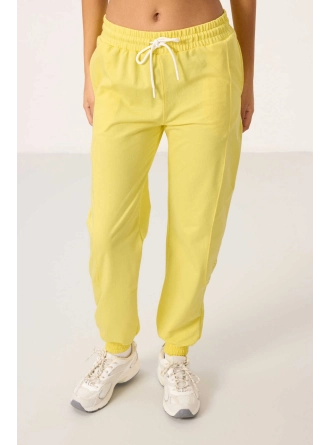 O Yaka Basic Oversize Kadın Limon Eşofman Tunik Takım