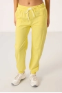 O Yaka Basic Oversize Kadın Limon Eşofman Tunik Takım