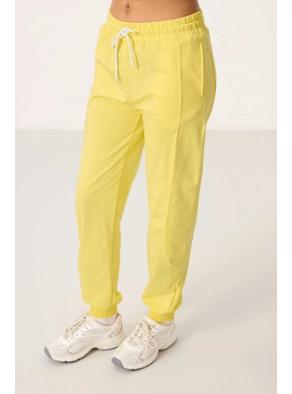O Yaka Basic Oversize Kadın Limon Eşofman Tunik Takım